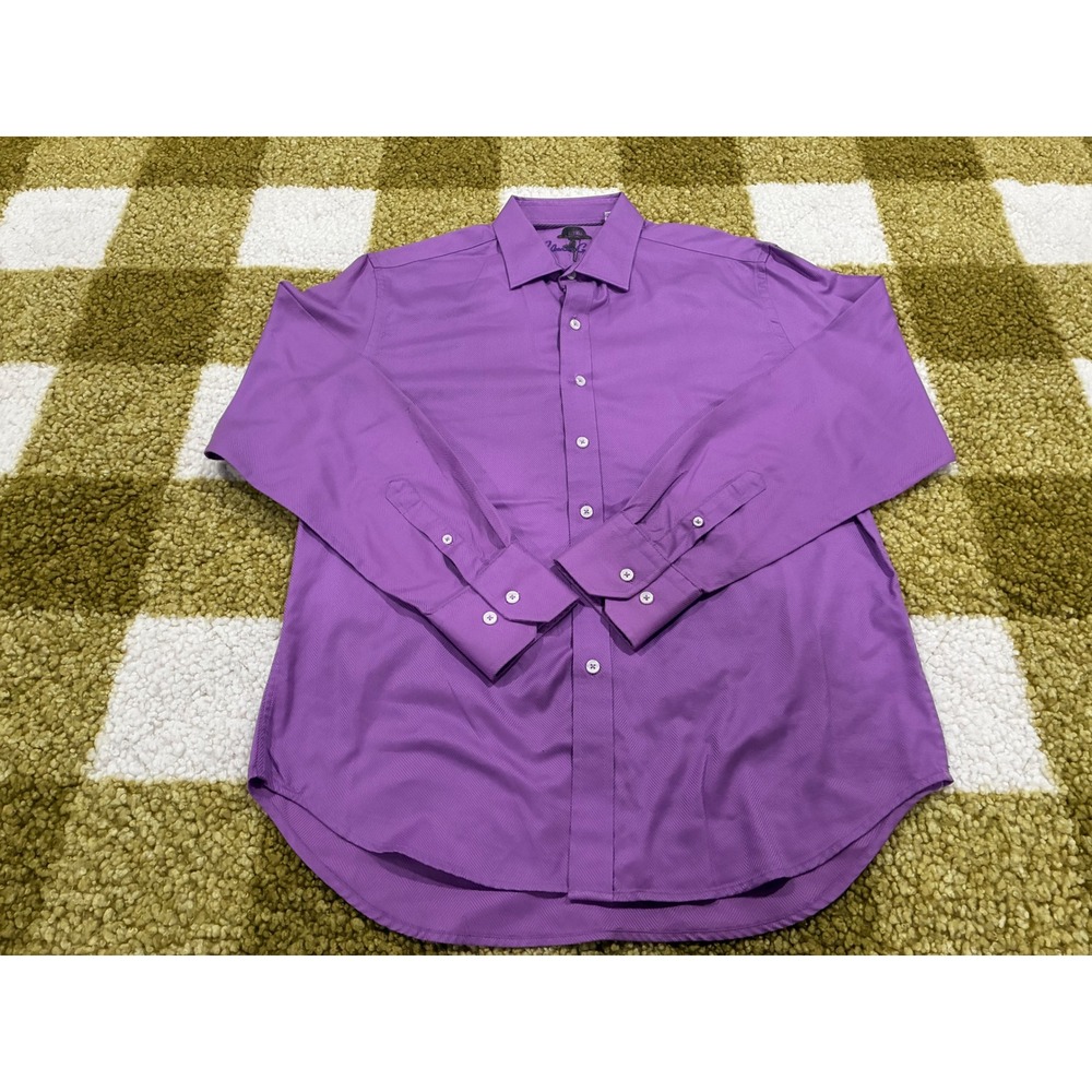 Robert Graham‎ Mens Purple Herringbone Long Sleeve Button Down Shirt Size M